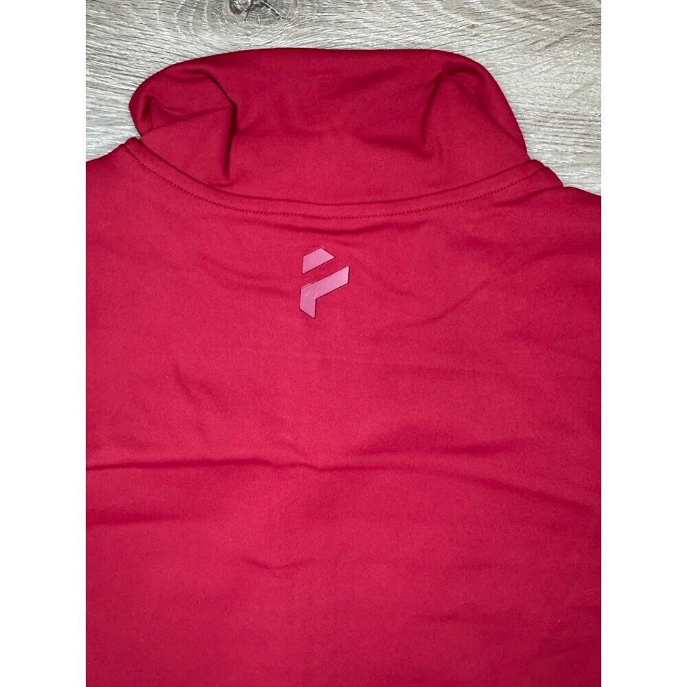 Red Fitted Long Sleeve Zip Jacket Workout Athleisure Activewear - Picture 5 of 6